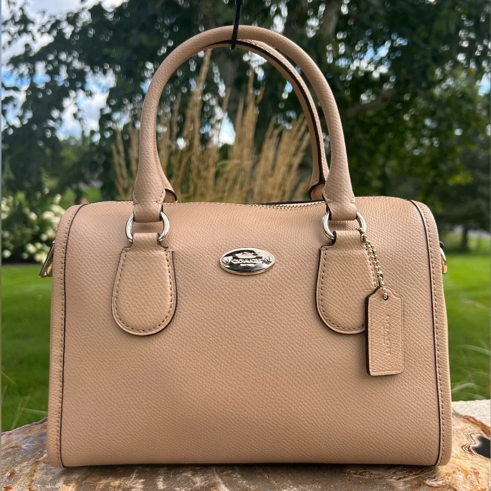 Coach Mini Bennet Sand Crossgrain Leather Satchel F33329 EUC Like New